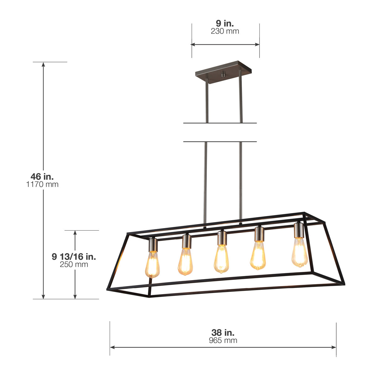 Gracie Oaks Hinerman 5 Light Kitchen Island Linear Pendant & Reviews